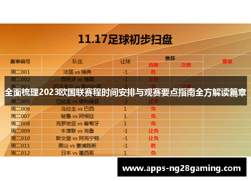 全面梳理2023欧国联赛程时间安排与观赛要点指南全方解读篇章